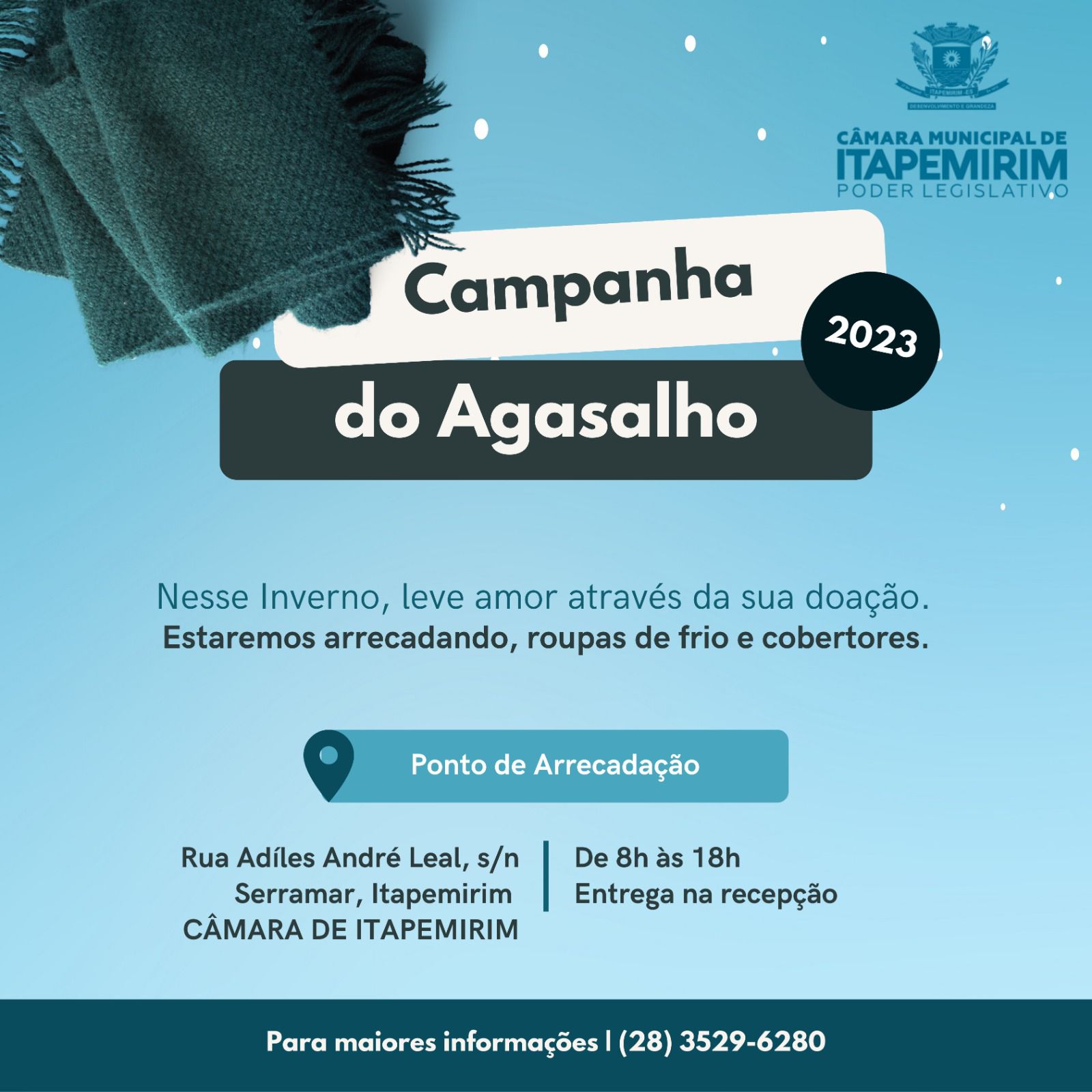 Campanha do Agasalho 2023 da Câmara Municipal de Itapemirim